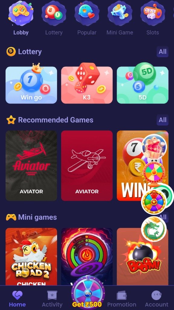 ShreeWin Lottery Lobby featuring WinGo, K3, and 5D prediction modes
