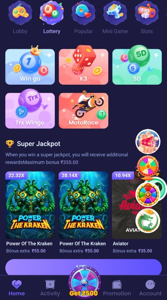 ShreeWin Lottery Modes including Trx WinGo and MotoRace rounds